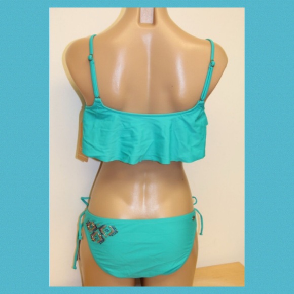 Turquoise Ruffle Bikini Set 4 - Picture 2 of 5